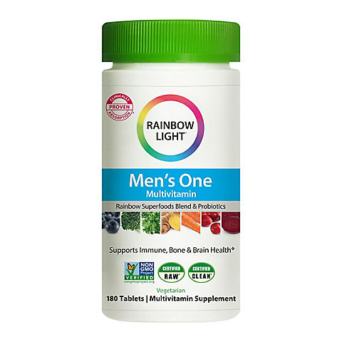 Rainbow Light Men's One High Potency Multivitamin for Men, with Zinc for Immune Health Support, 180 Tablets