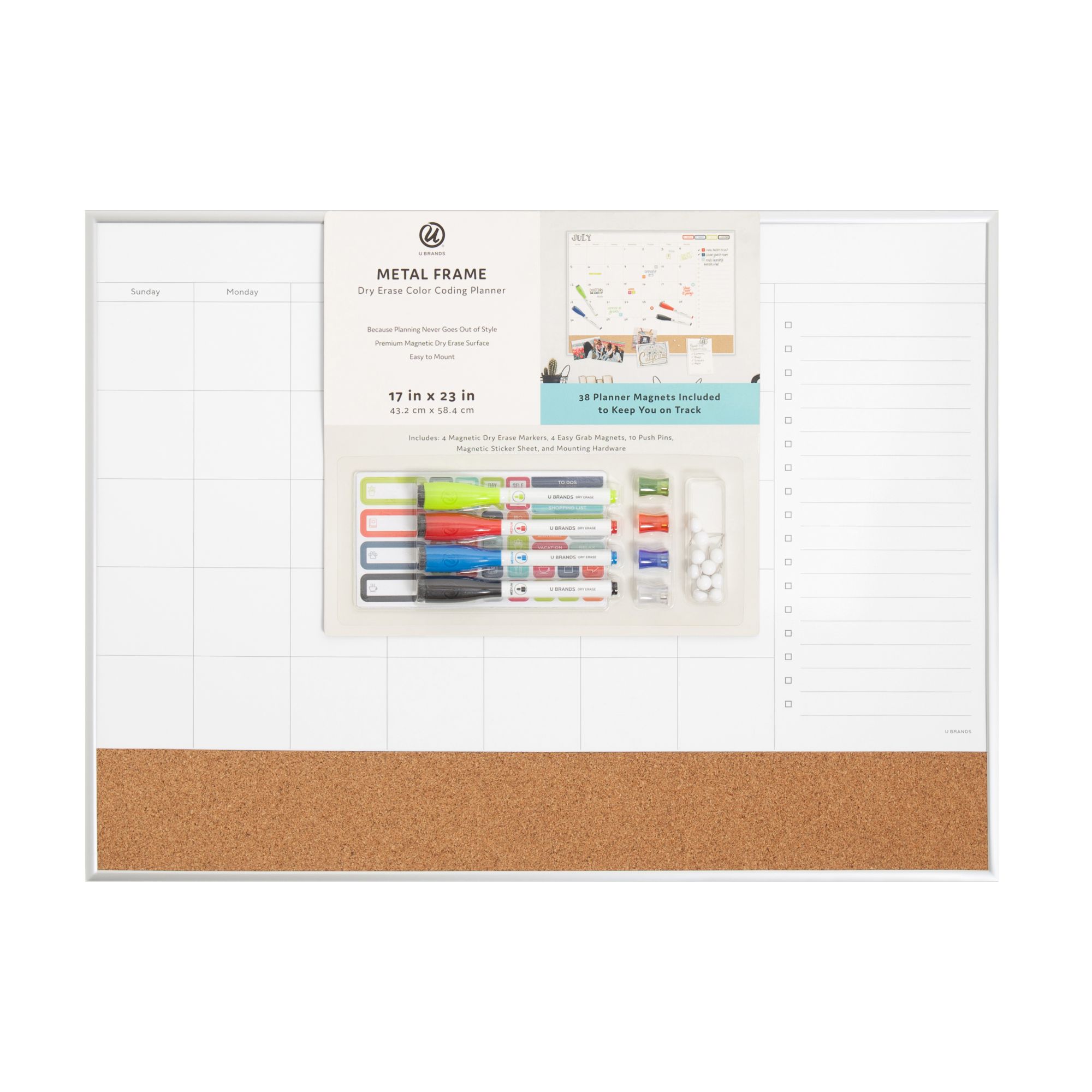 U Brands White Frame, Dry Erase Board, White