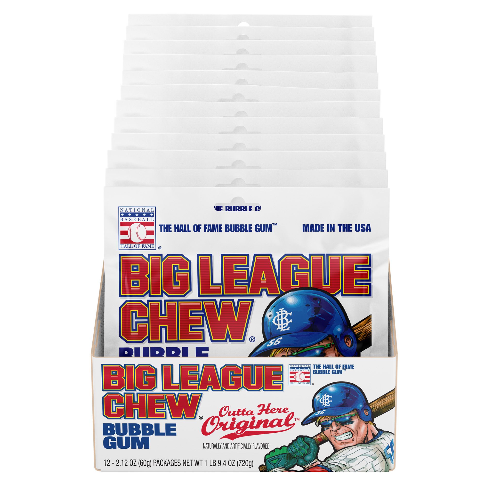 Big League Chew Original Bubble Gum - 12 count, 2.12 oz pouch