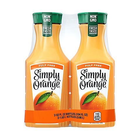 Simply Orange Pulp-Free Orange Juice, 2 pk./52 fl. oz.