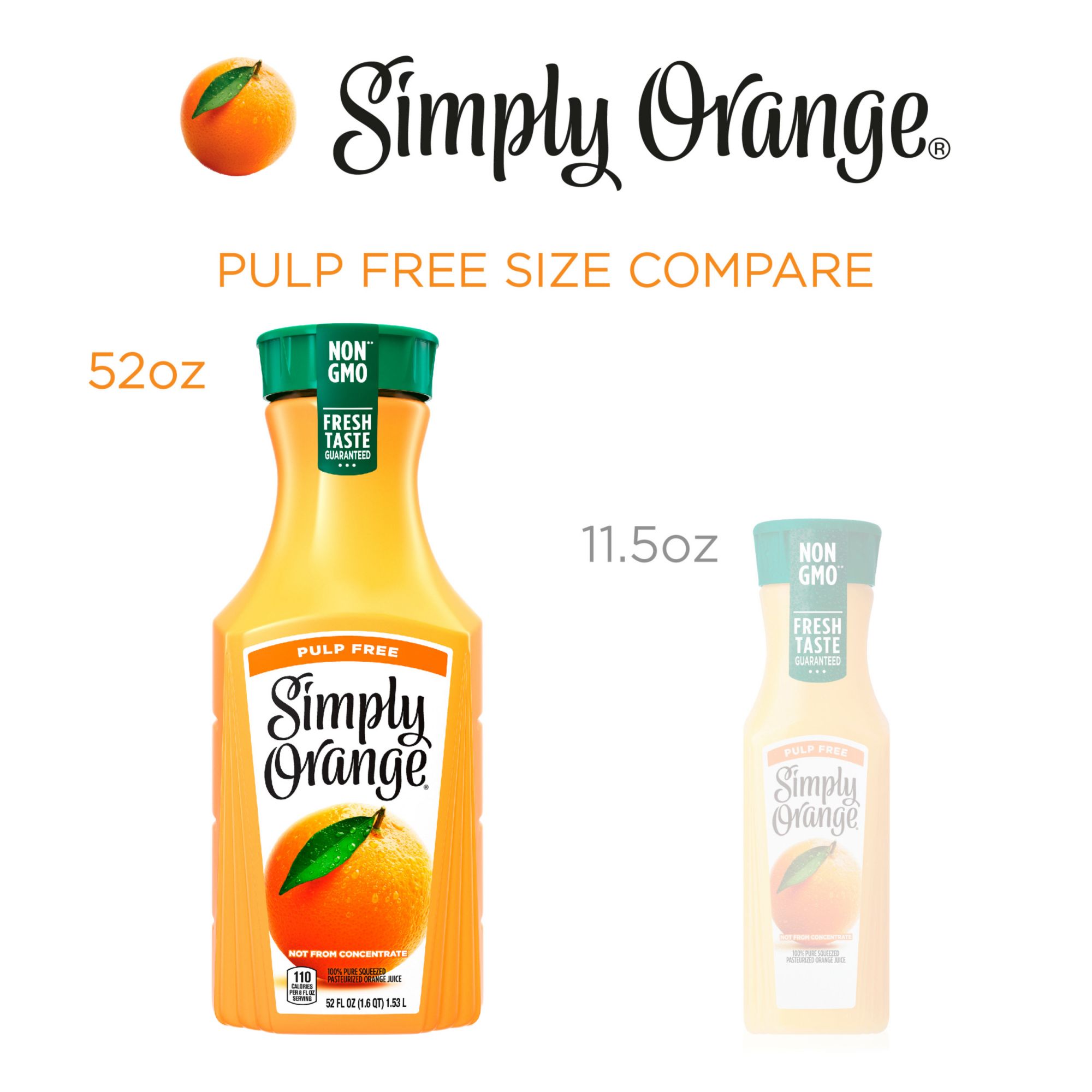 Simply Orange Pulp Free Juice Bottle, 52 Fl Oz, Juice and Drinks