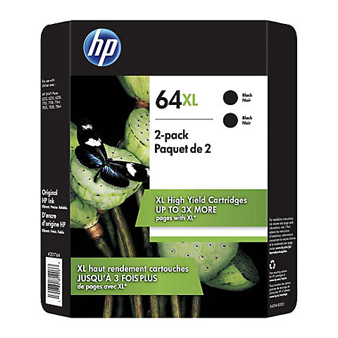 HP 64XL Black Ink Cartridge, 2 pk.