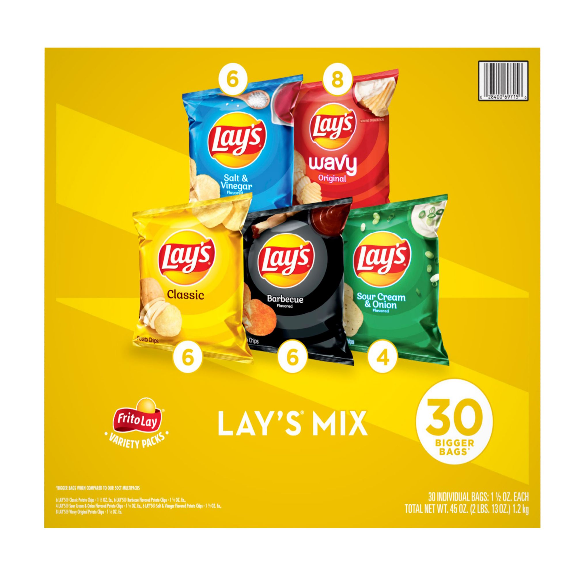 Frito-Lay Lay's Variety Mix of Potato Chips, 30 ct., chips lays 