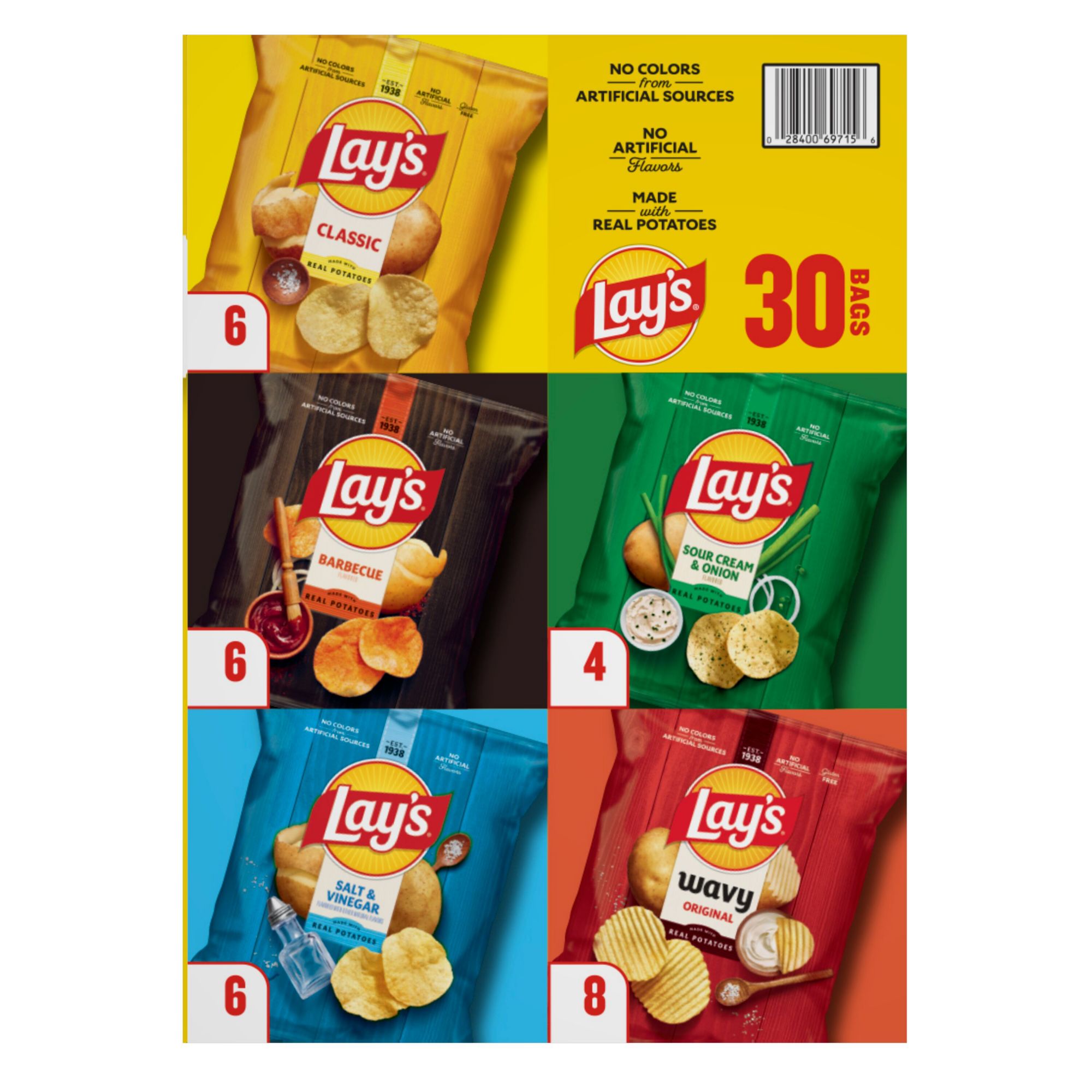 Frito-Lay Lay's Variety Mix of Potato Chips, 30 ct.