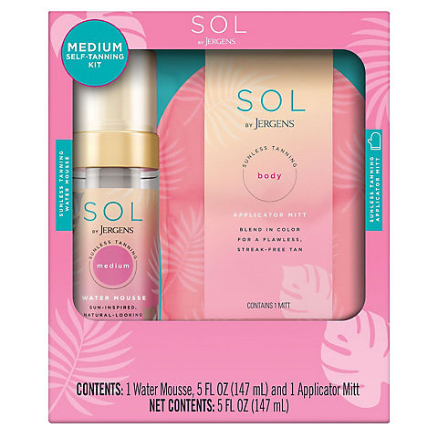 SOL by Jergens Self Tanner Medium Water Mousse with Applicator Mitt, 5 fl. oz.