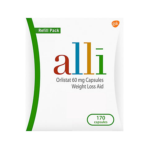 Alli Diet Weight Loss Supplement Pills, Orlistat, 170 ct./60mg