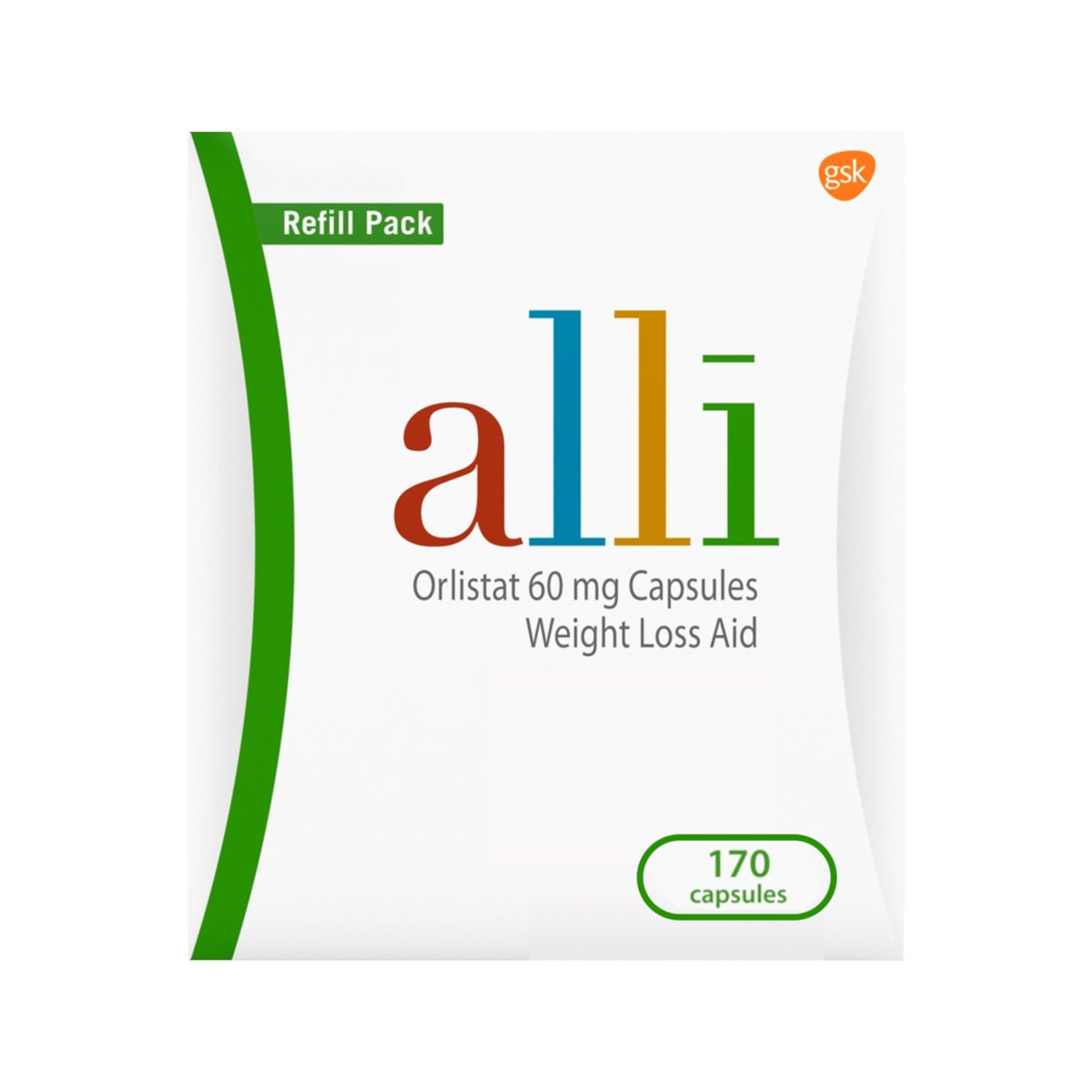 Alli Orlistat 60 mg Pack 170 ct 170 ct product package