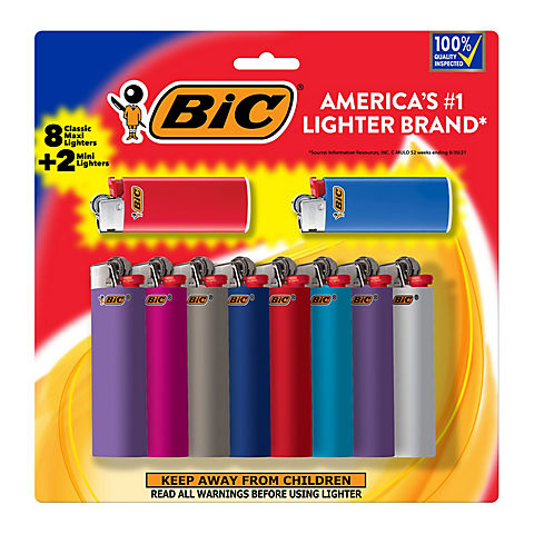BIC Pocket Lighters (8 Maxi with 2 Mini)