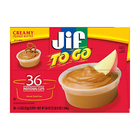 Jif To Go Creamy Peanut Butter Single Serve Cups, 36 ct.