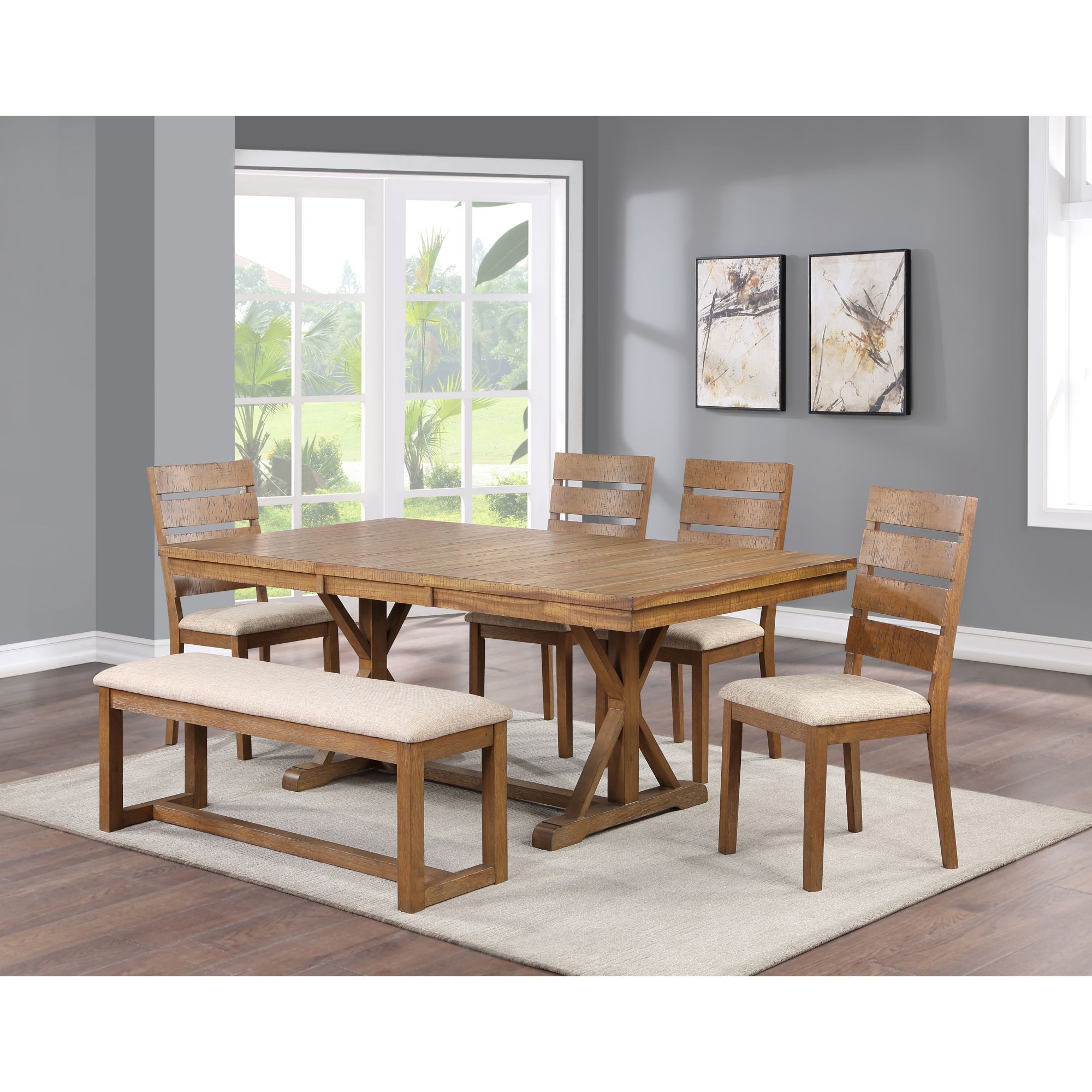 6 pc dining discount set with bench