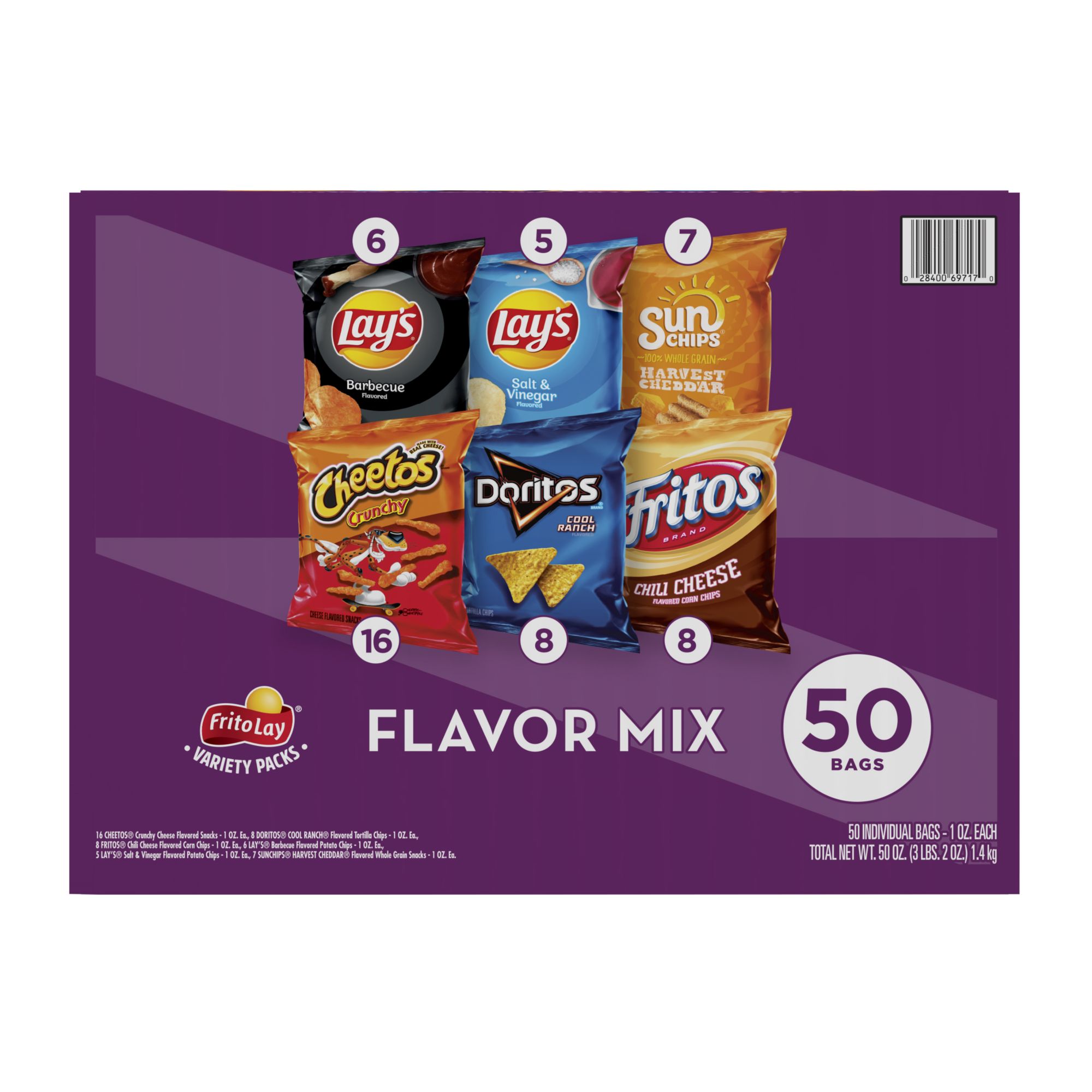 Frito Lay Variety Pack of Snacks and Chips, Flavor Mix, 50 ct.