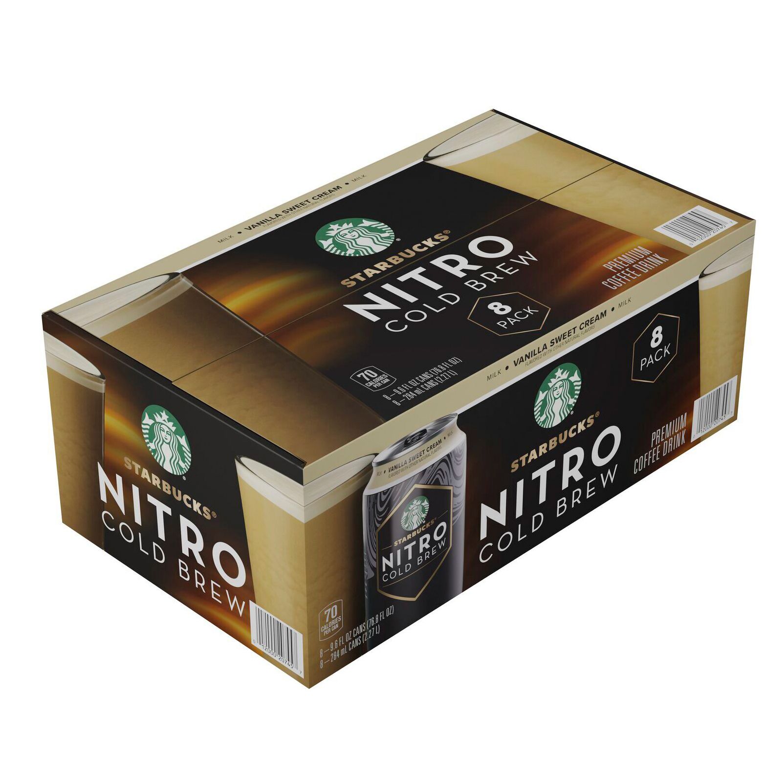 (8 Pack) Starbucks Nitro Cold Brew Black Unsweetened Premium Coffee Drink,  9.6 oz Cans