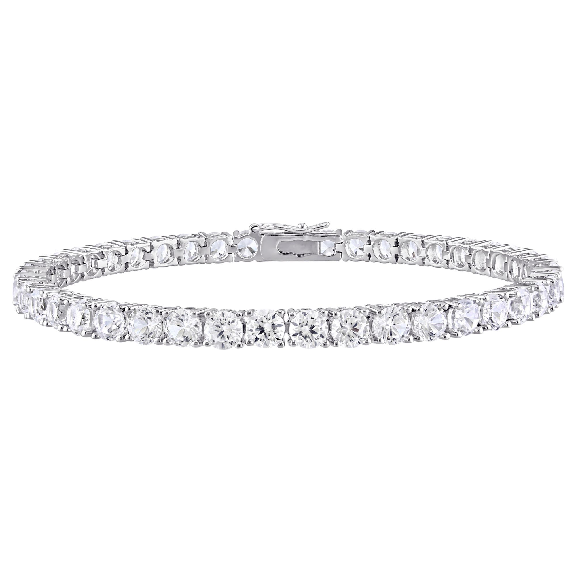 White sapphire bracelet deals white gold