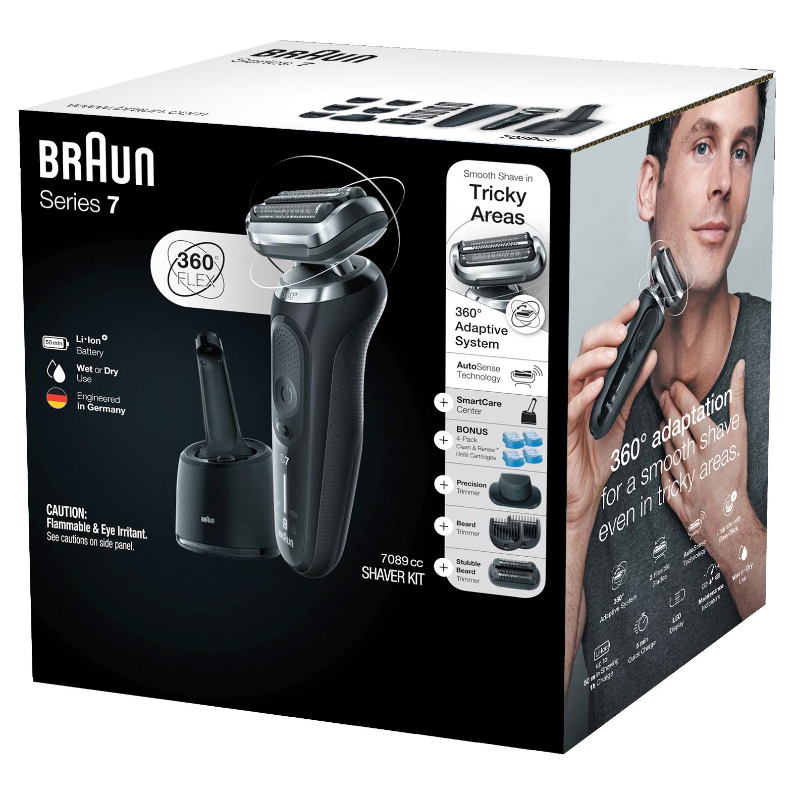  Braun Electric Razor for Men, Series 7 7085cc 360 Flex Head  Electric Shaver with Beard Trimmer, Rechargeable, Wet & Dry, 4in1 SmartCare  Center and Travel Case : Beauty & Personal Care