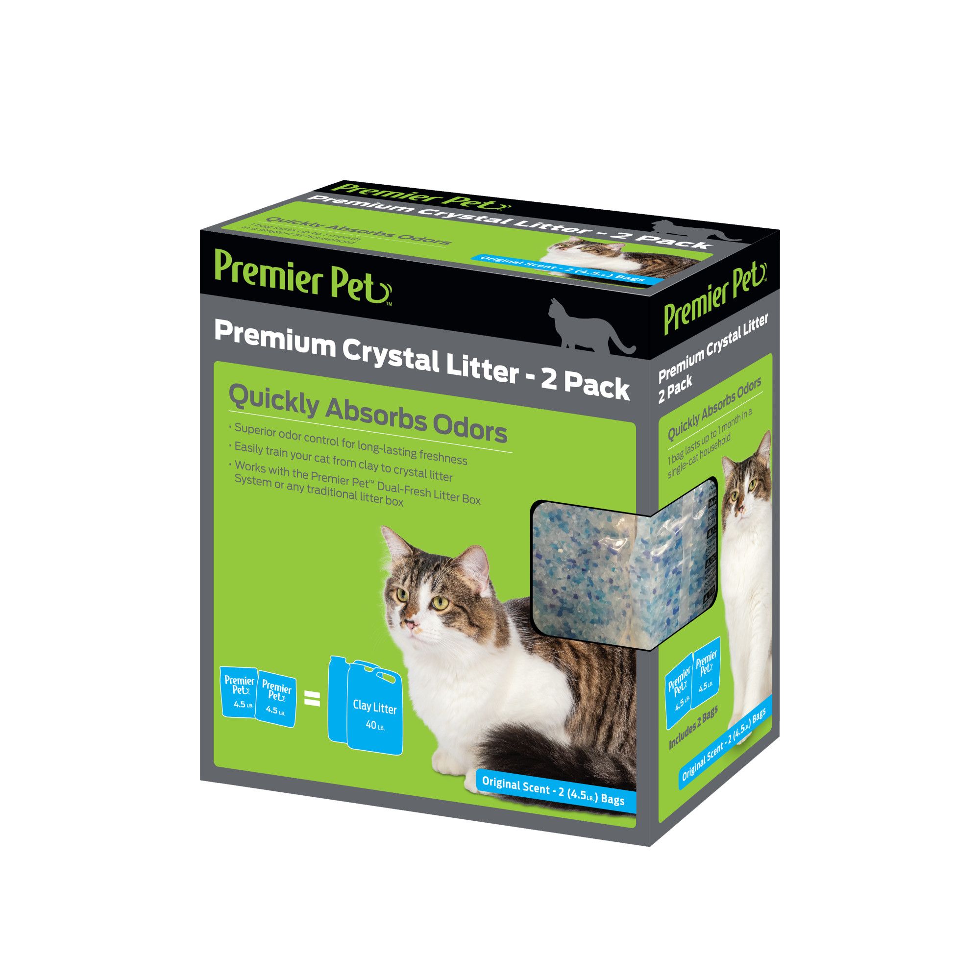 Crystals in litter outlet box