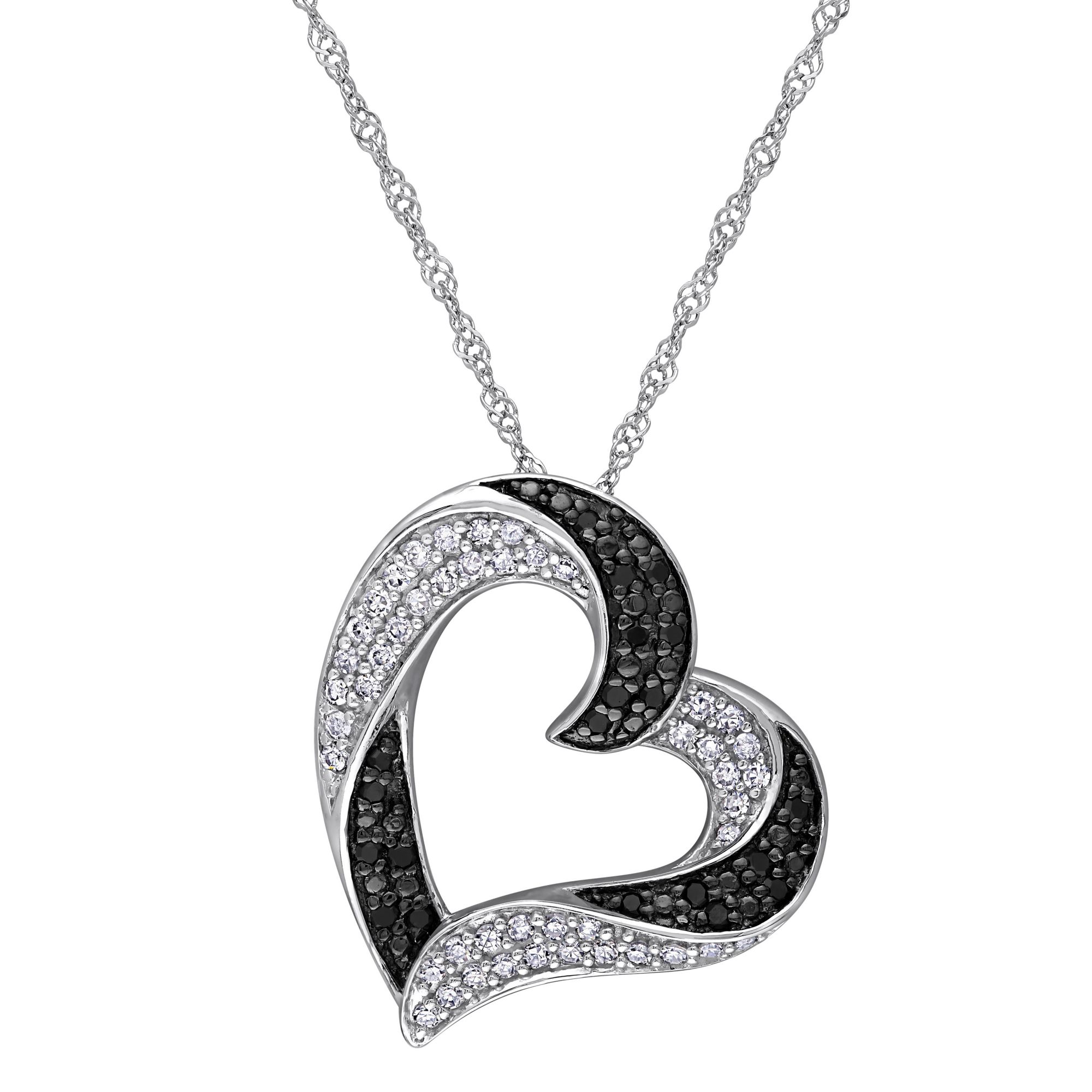 Diamond Heart Necklace 1 ct tw 10K White Gold 18