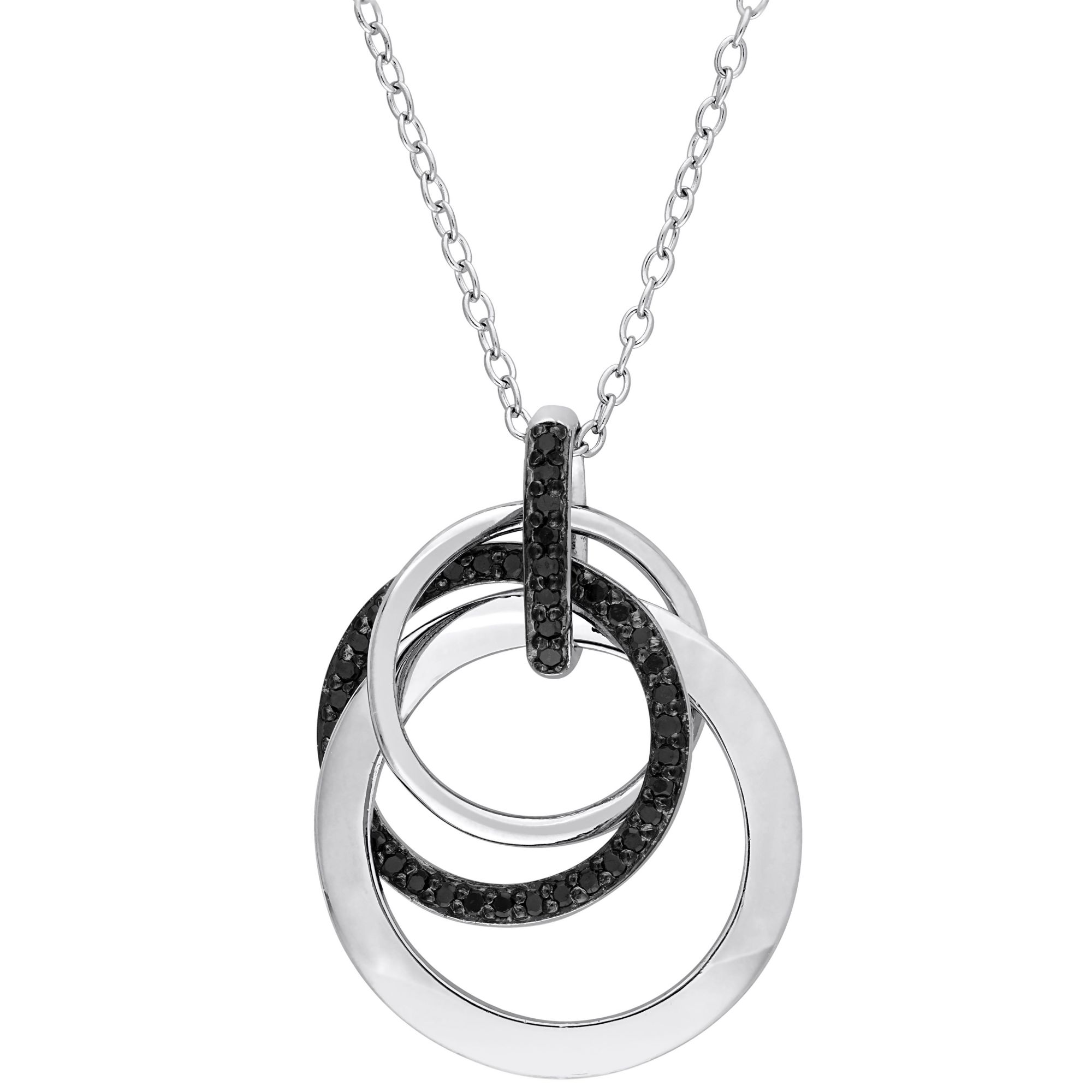 0.2 ct. t.w. Black Diamond Triple Interlocked Circles Necklace in