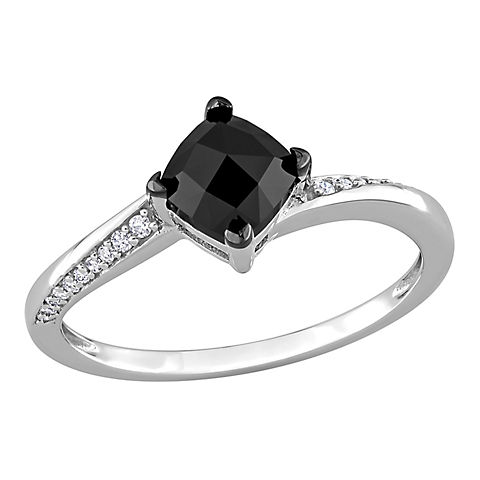 1 ct. t.w. Black and White Diamond Engagement Ring in 10k White Gold