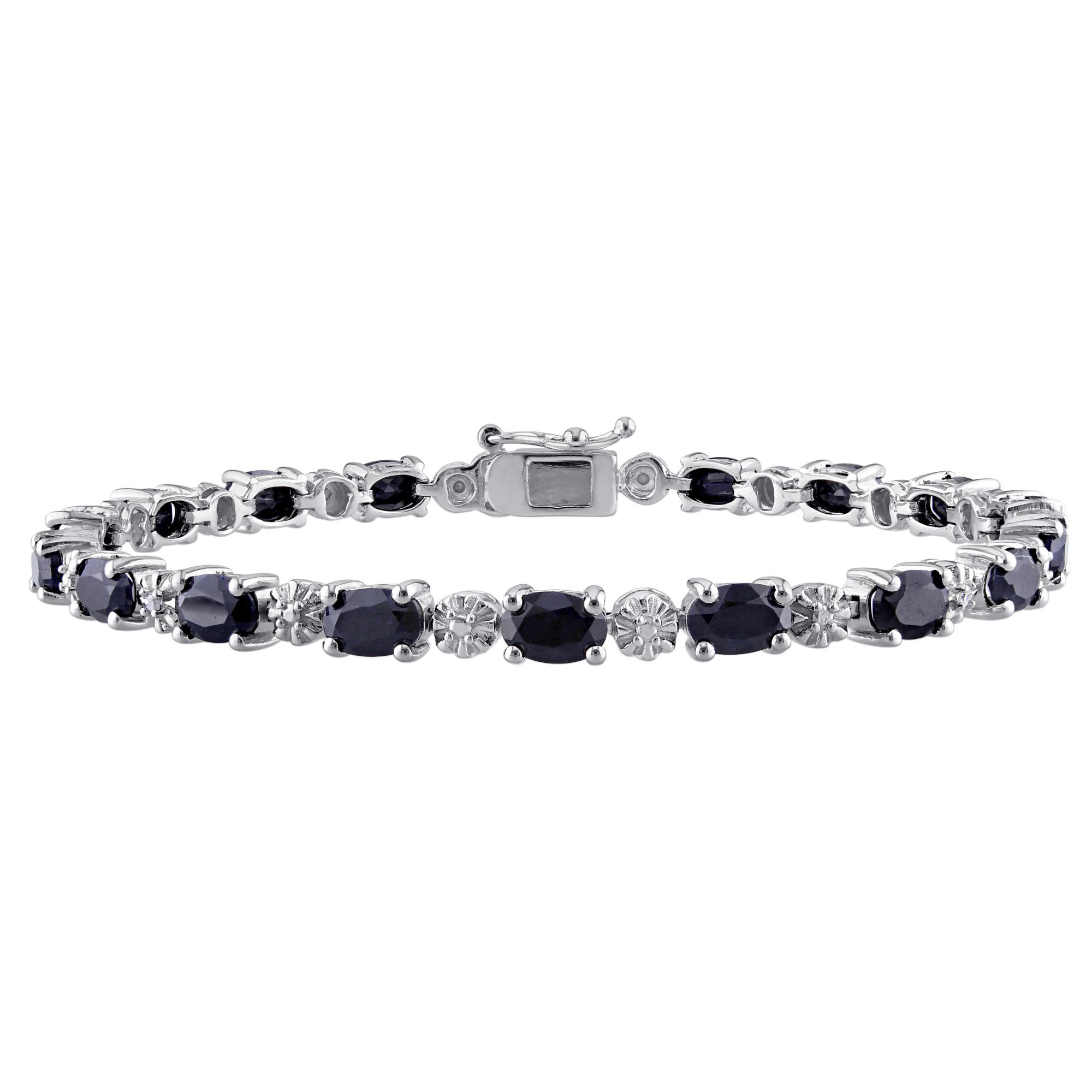 11.16 ct. t.g.w. Black Sapphire and Diamond Accent Bracelet in