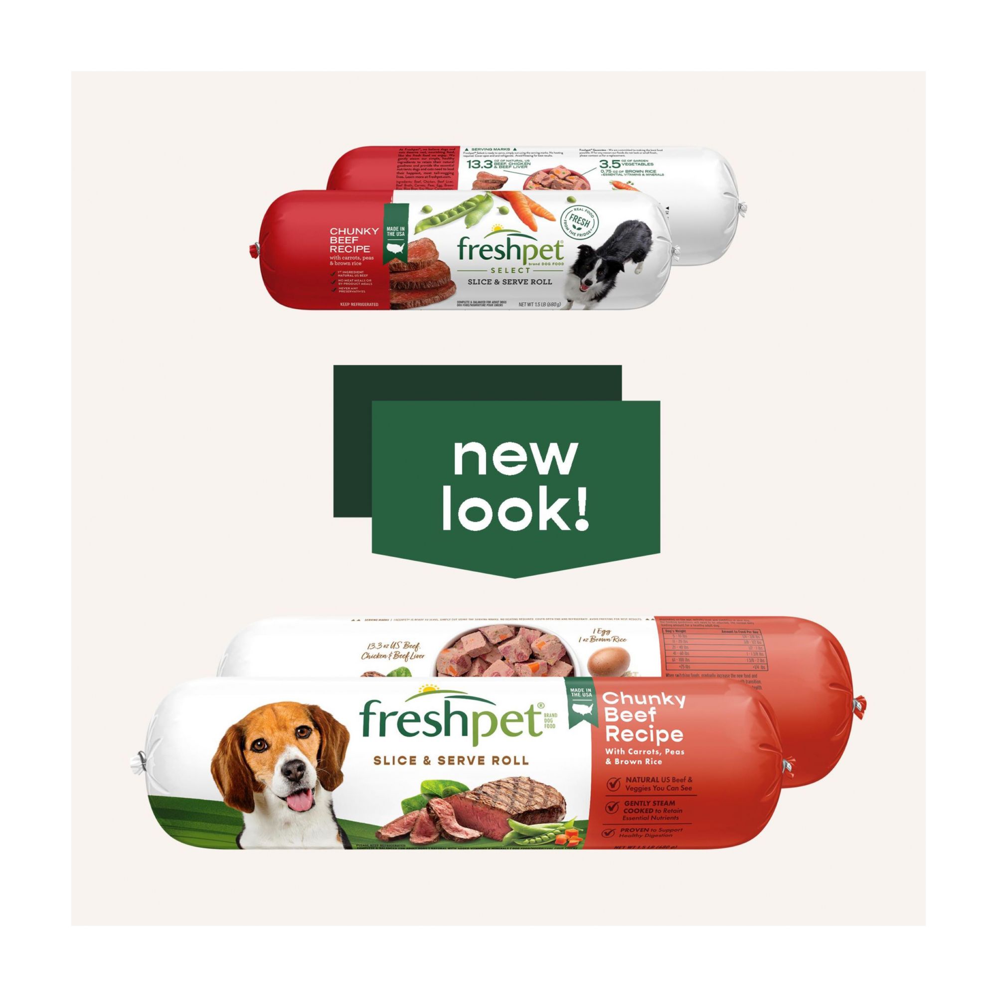 Freshpet Select Chunky Beef with Vegetables and Brown Rice Dog Food 6 lbs