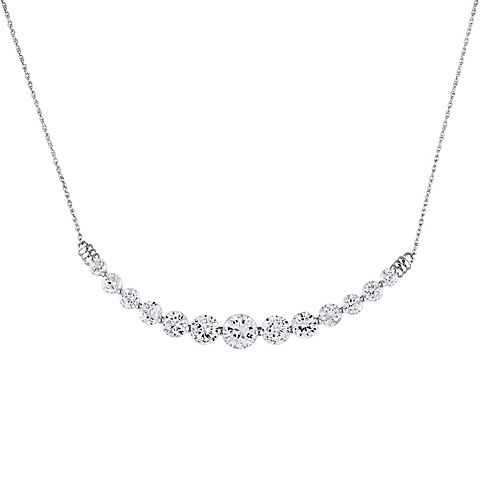 5 ct. t.g.w. Created White Sapphire Graduated Bar Necklace in 10k White Gold