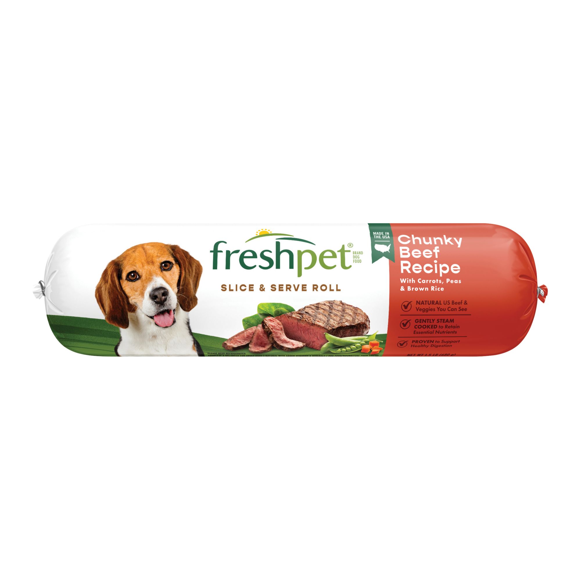 Freshpet Select Chunky Beef with Vegetables and Brown Rice Dog