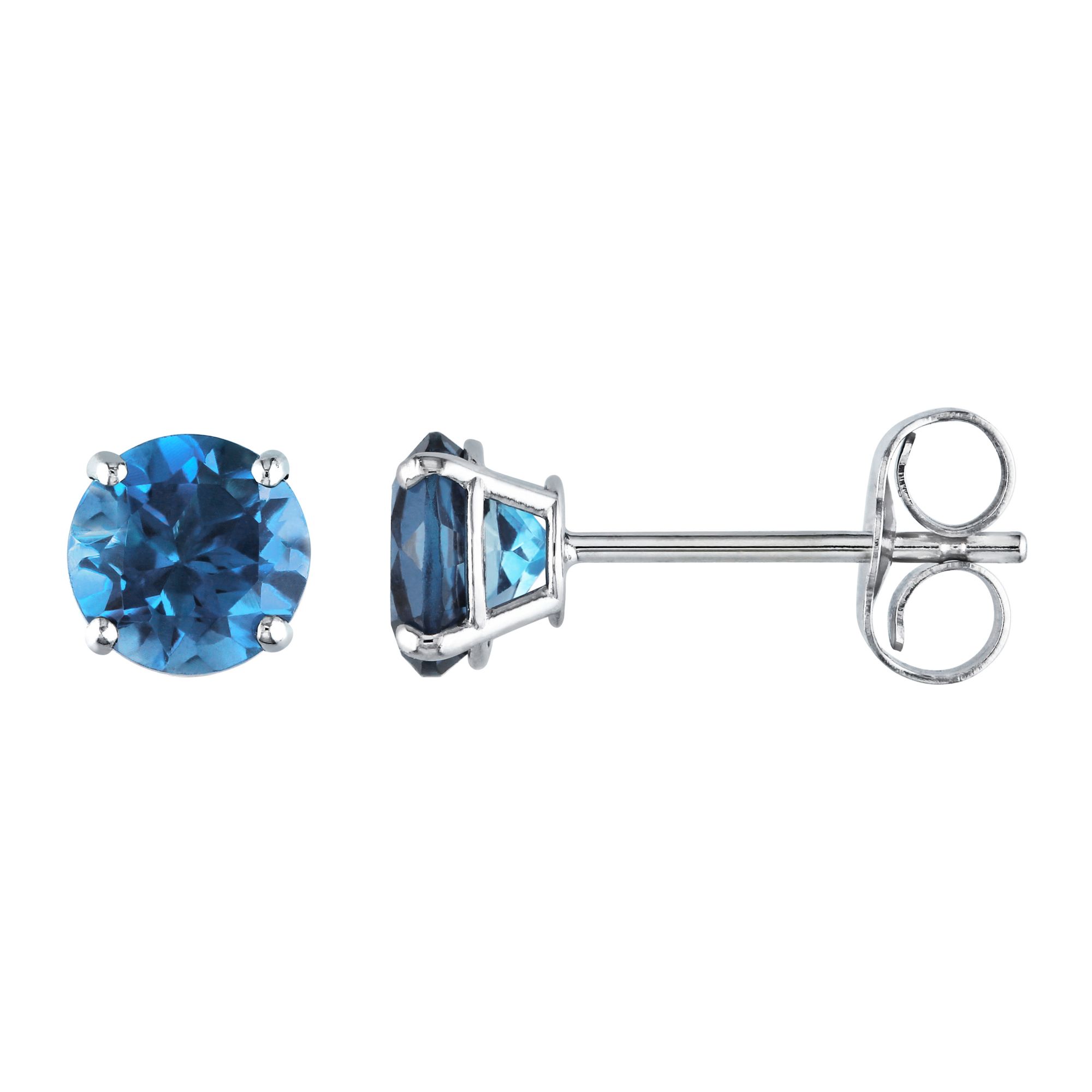 1.2 ct. t.g.w. London-Blue Topaz Stud Earrings in 14k White Gold