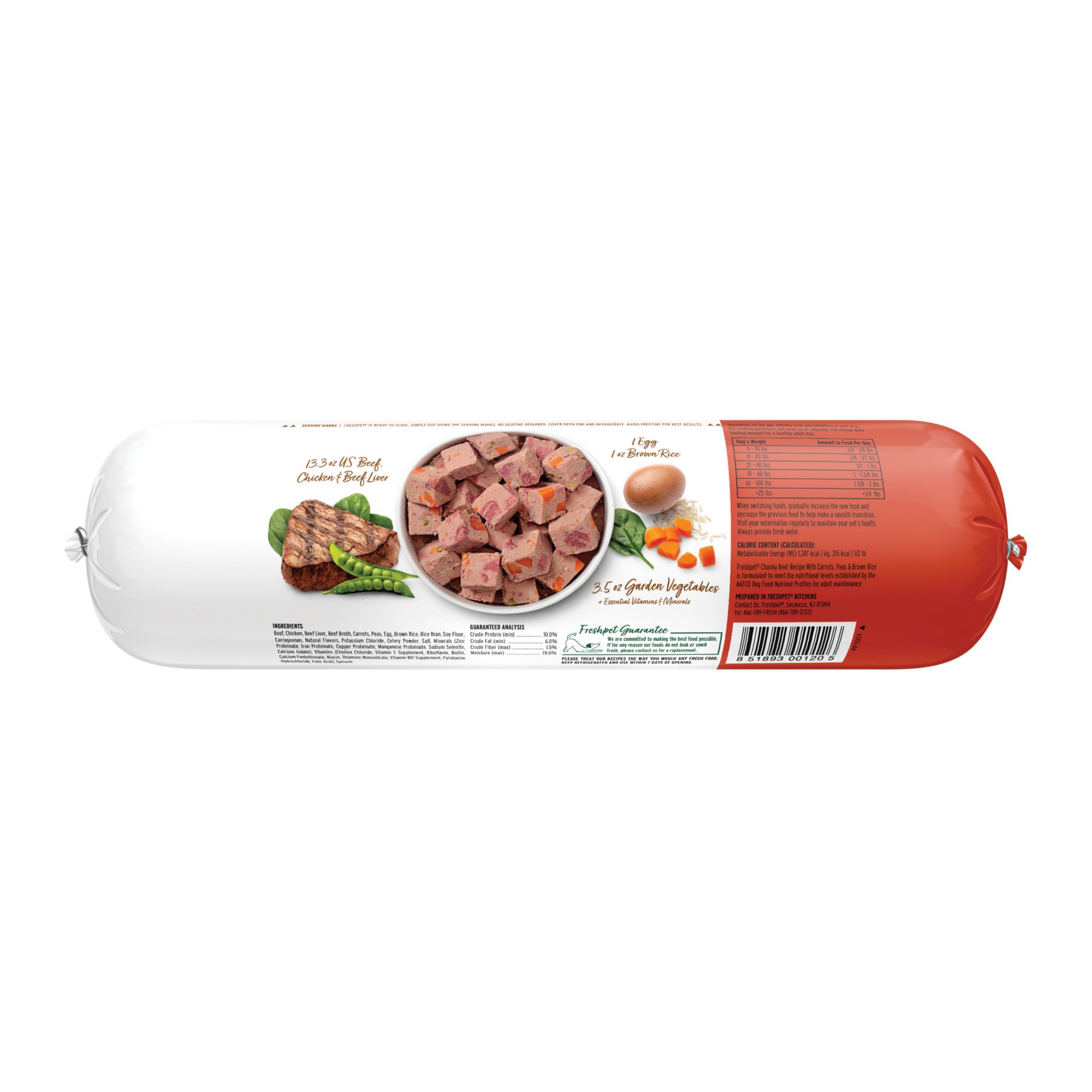 Freshpet Select Chunky Beef with Vegetables and Brown Rice Dog