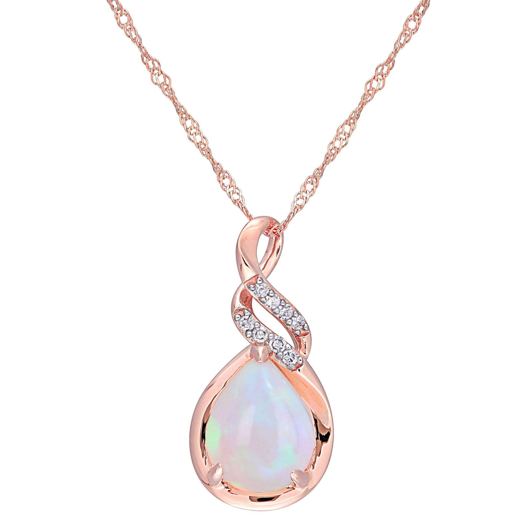 Color Blossom Pendant, Pink Gold, White Gold, Pink Opal And Diamonds -  Jewelry - Categories