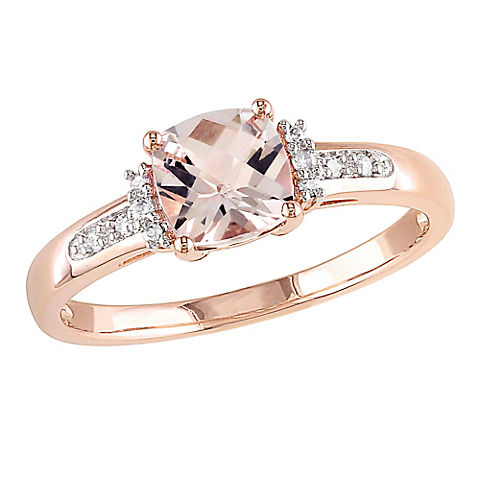 1 ct. t.g.w. Morganite and Diamond Accent Ring in 10k Rose Gold