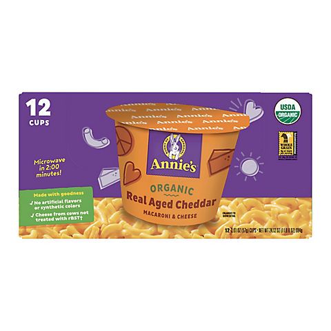 Annie's Org Real Aged Cheddar Mac and Cheese Microwave Cups, 12 ct.