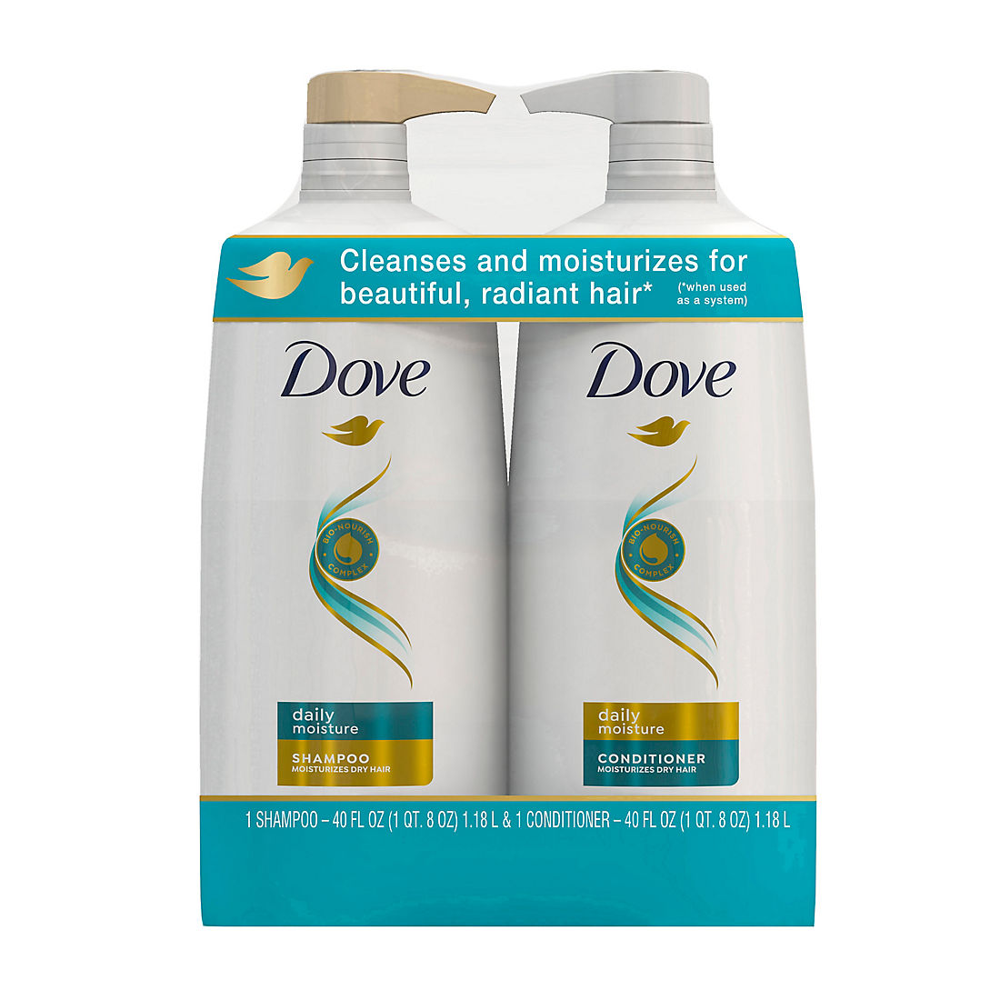 Dove Moisturizing Shampoo and Conditioner with Pump Daily Moisture, 2 ct./40 oz. - BJs Club