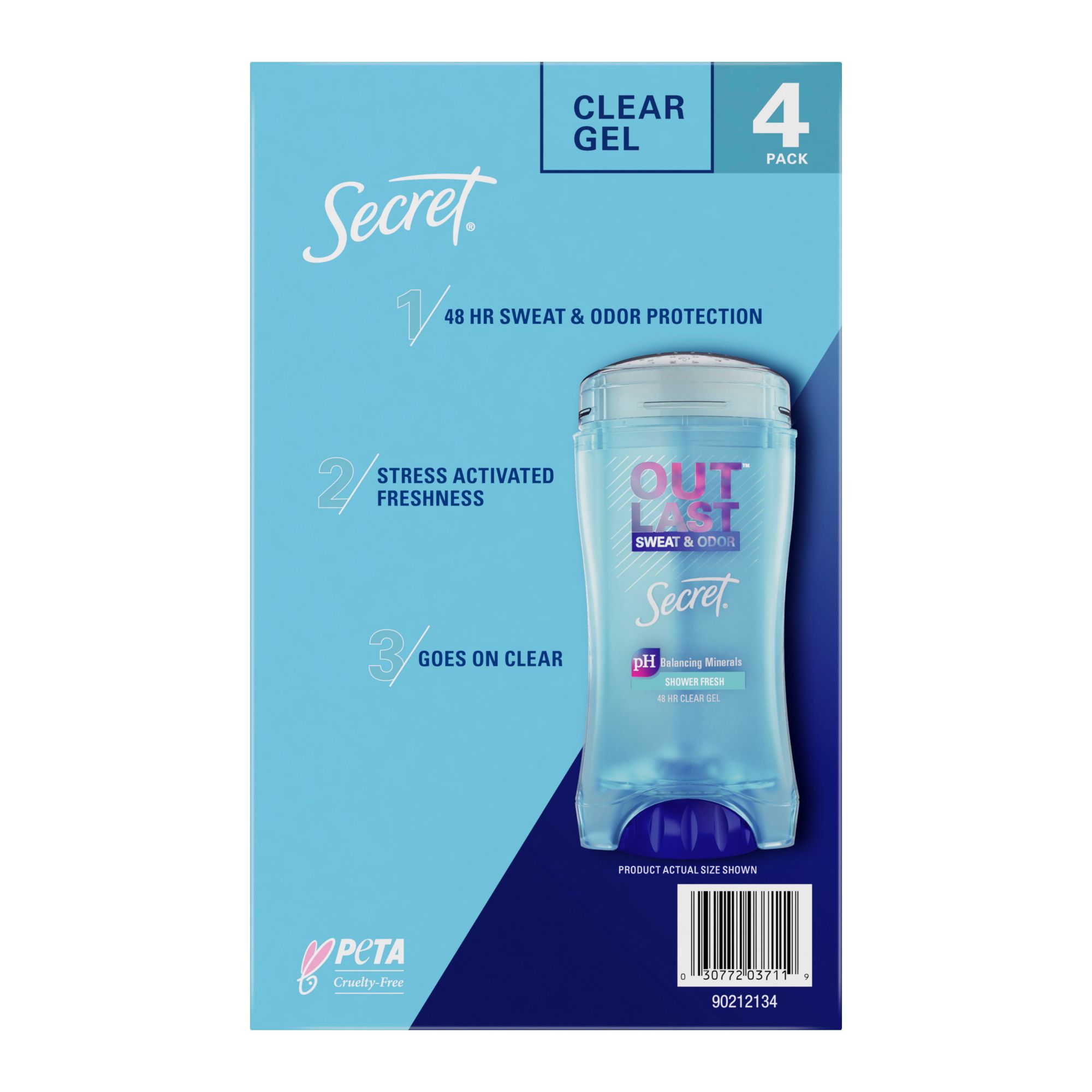 Secret Outlast Gel Deodorant, Shower Fresh Scent, 4 pk