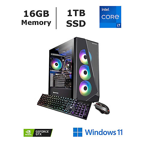 iBUYPOWER SlateMono 237i Gaming Desktop, Intel Core i7-12700KF Processor, 16GB Memory, 1TB SSD, NVIDIA GeForce RTX 3070Ti