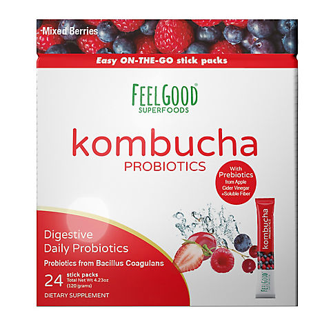 FeelGood Superfoods Kombuch Probiotic Iced Tea, 24 ct.