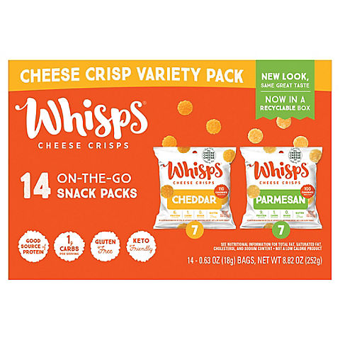 Whisps Parmesan & Cheddar Cheese Crisps Variety Pack, 14 ct.
