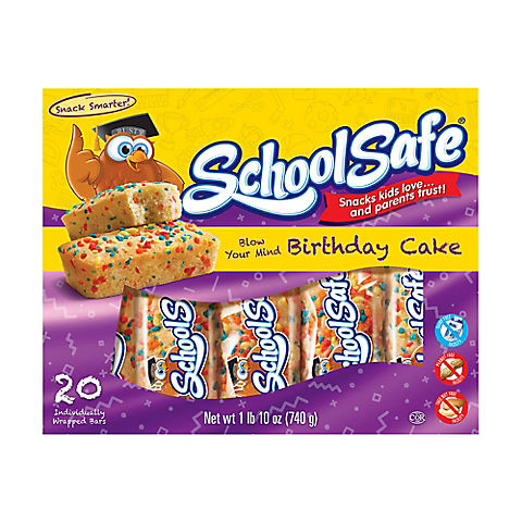 School Safe Blow Your Mind Birthday Cake Bars, 20 ct.