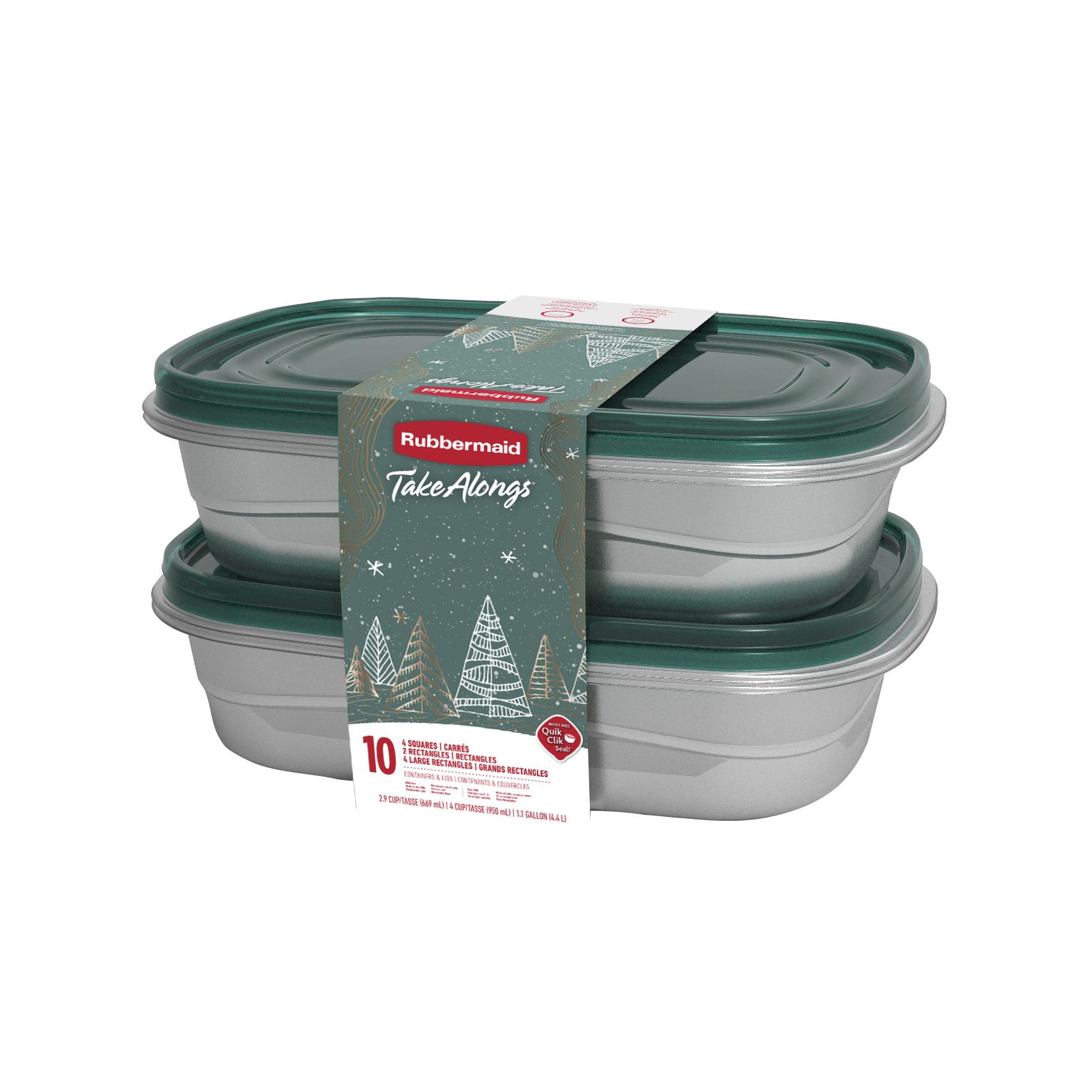 Rubbermaid TakeAlongs 10 Pc. Food Storage Set - Holiday/Green