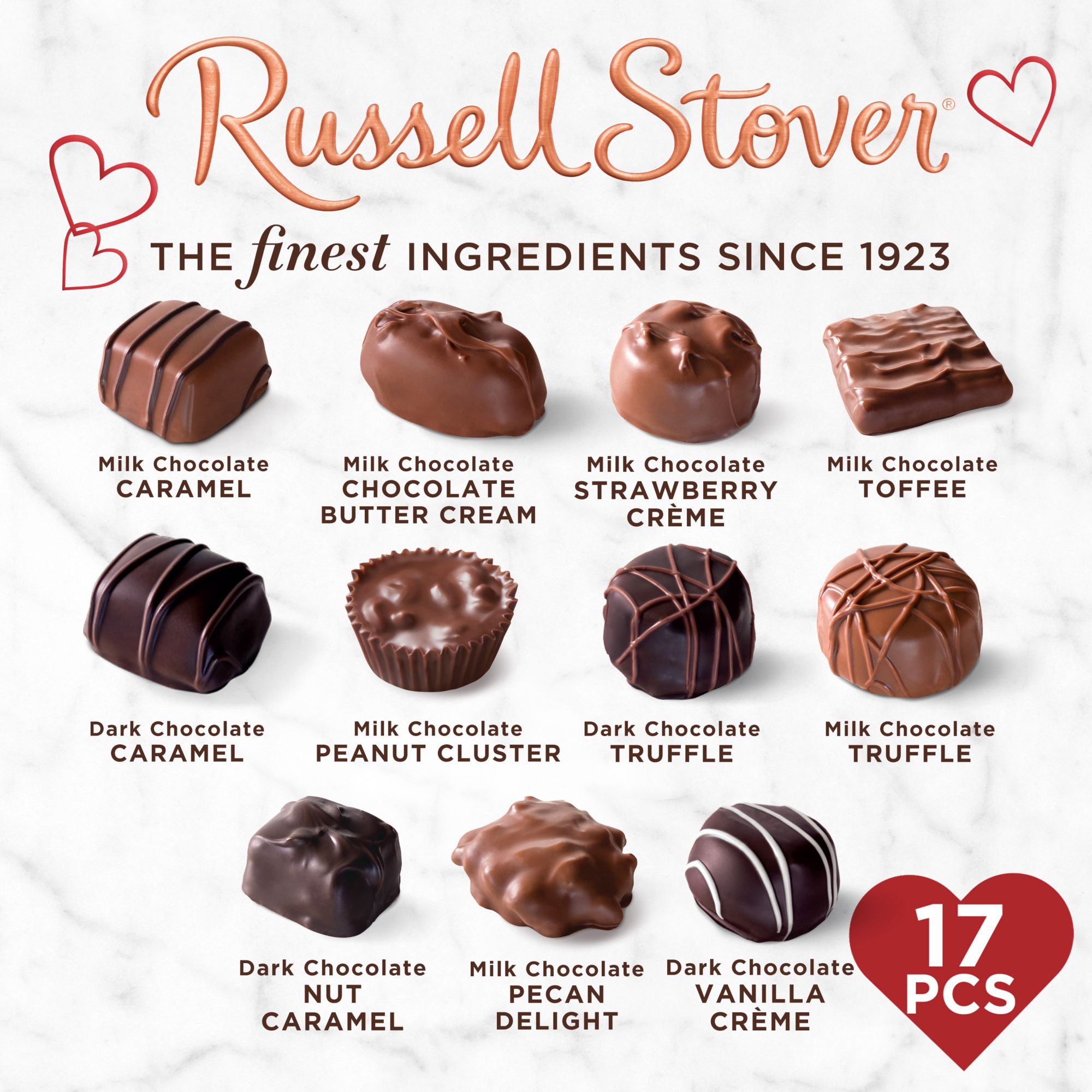 Russell Stover Red Velvet Heart Box of Chocolates, 17 pc.