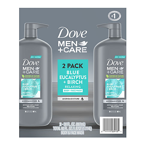 Dove Men+Care Elements Body Wash Blue Eucalyptus and Birch, 2 pk./30 fl. oz.