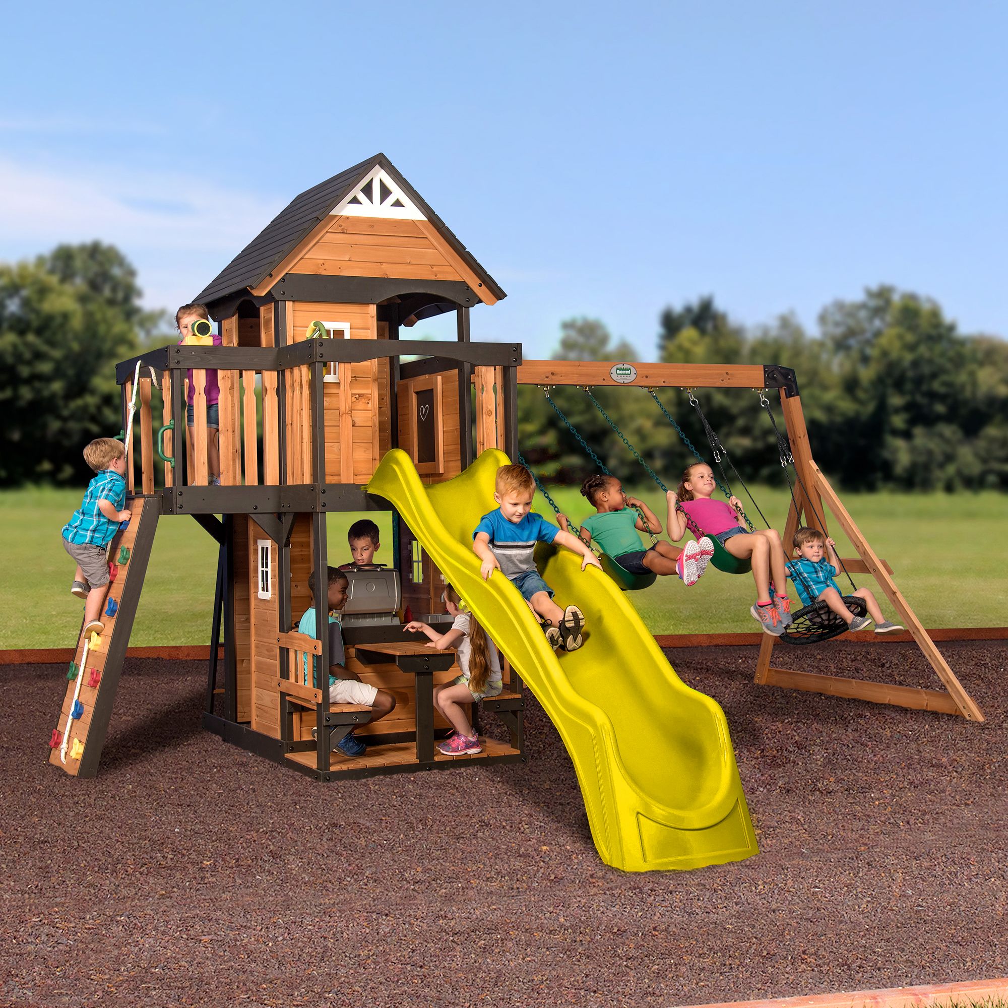 Backyard discovery woodland hotsell cedar swing set