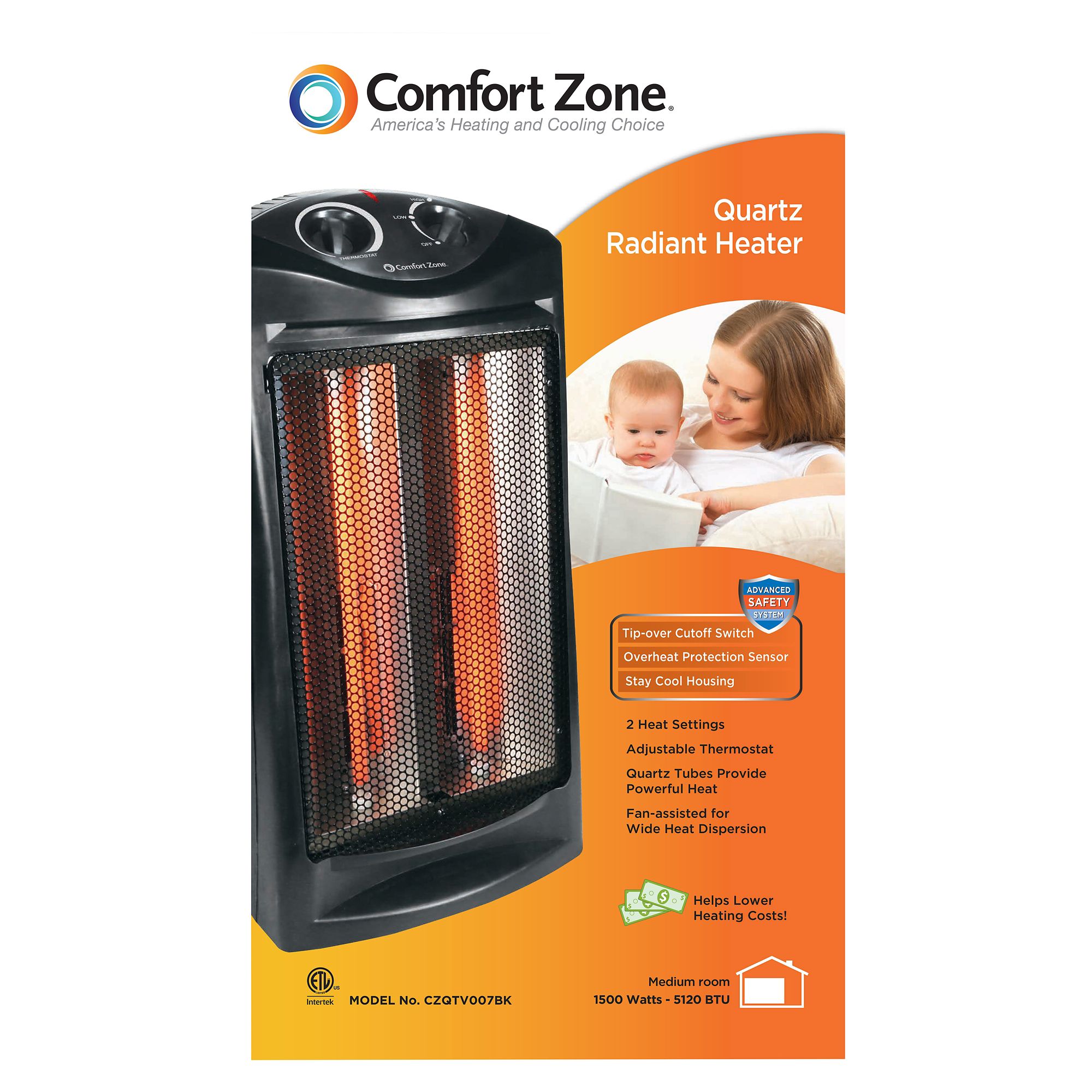 Comfort Zone 1 500w Radiant Tower Heater Bjs Wholesale Club