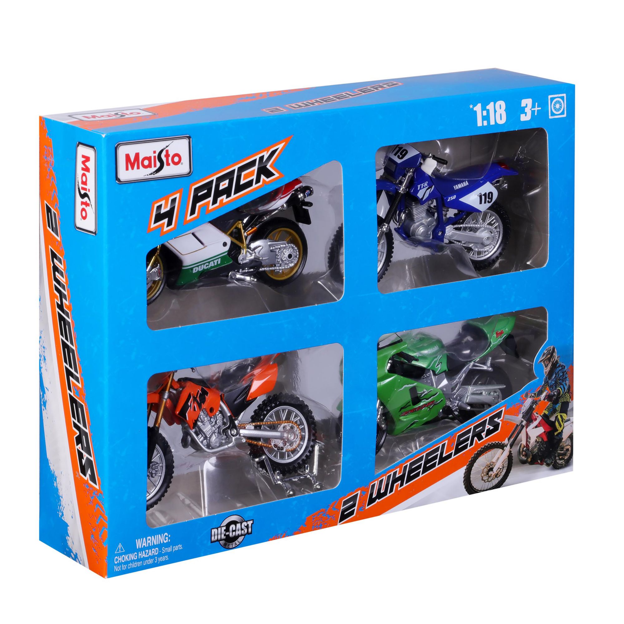 Maisto 1:18 Scale Motorcycles, 4 pk.