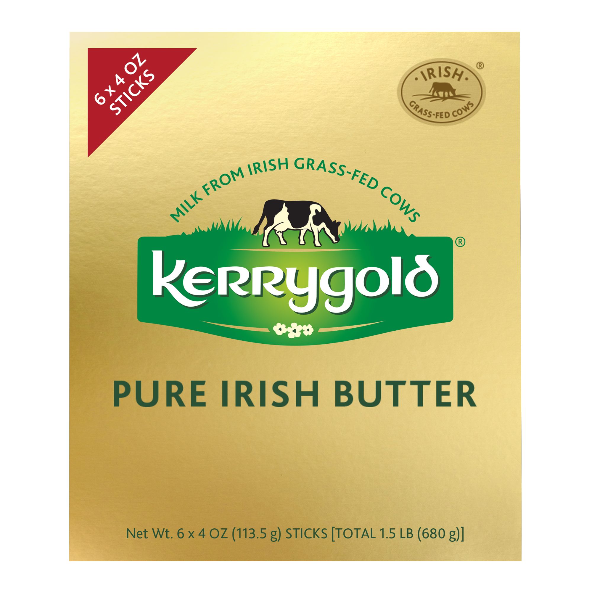 Kerrygold Grass-fed Pure Irish Salted Butter Sticks, 6 pk./4 oz.