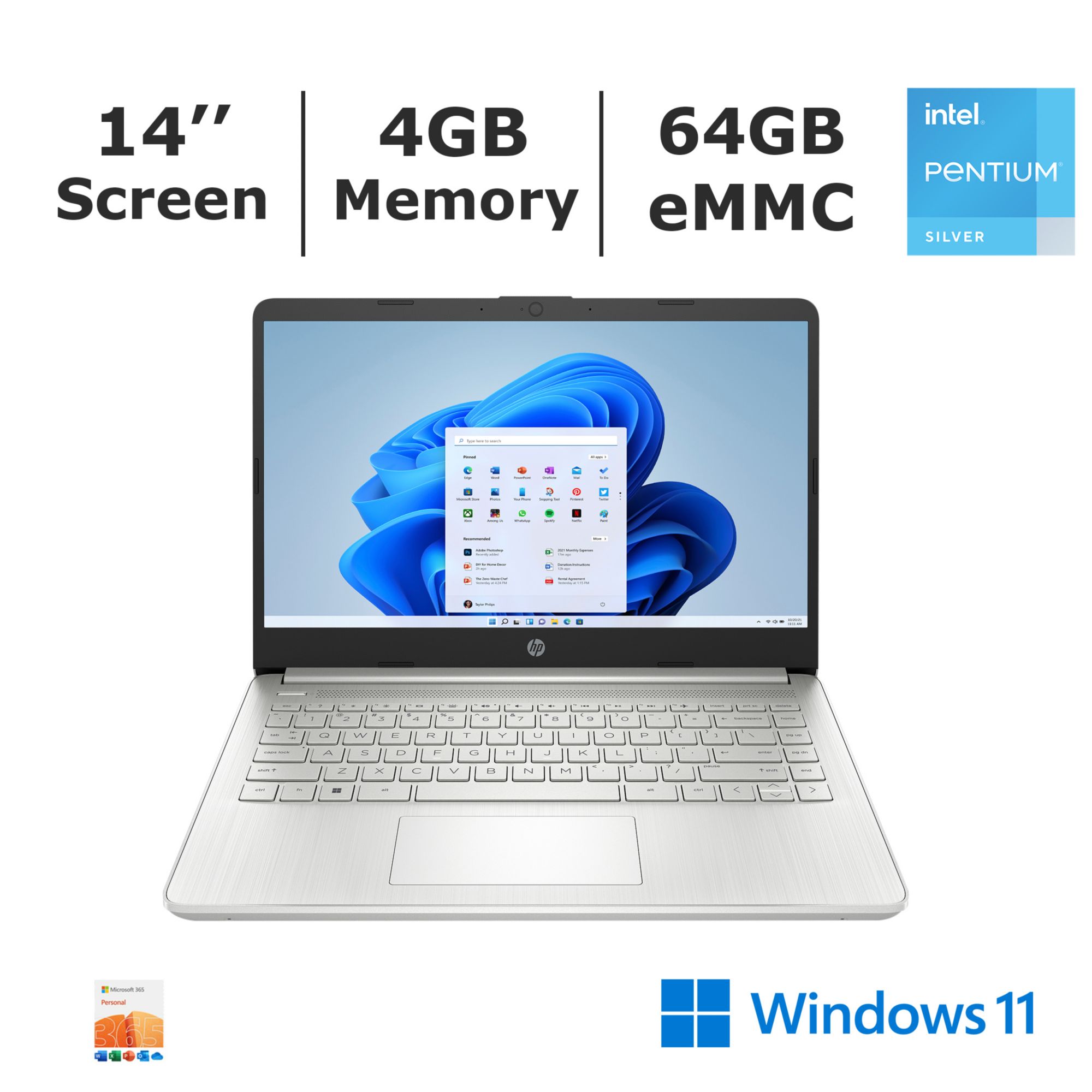 HP 17 Touch Intel 4GB RAM 128GB SSD Laptop with Office 365