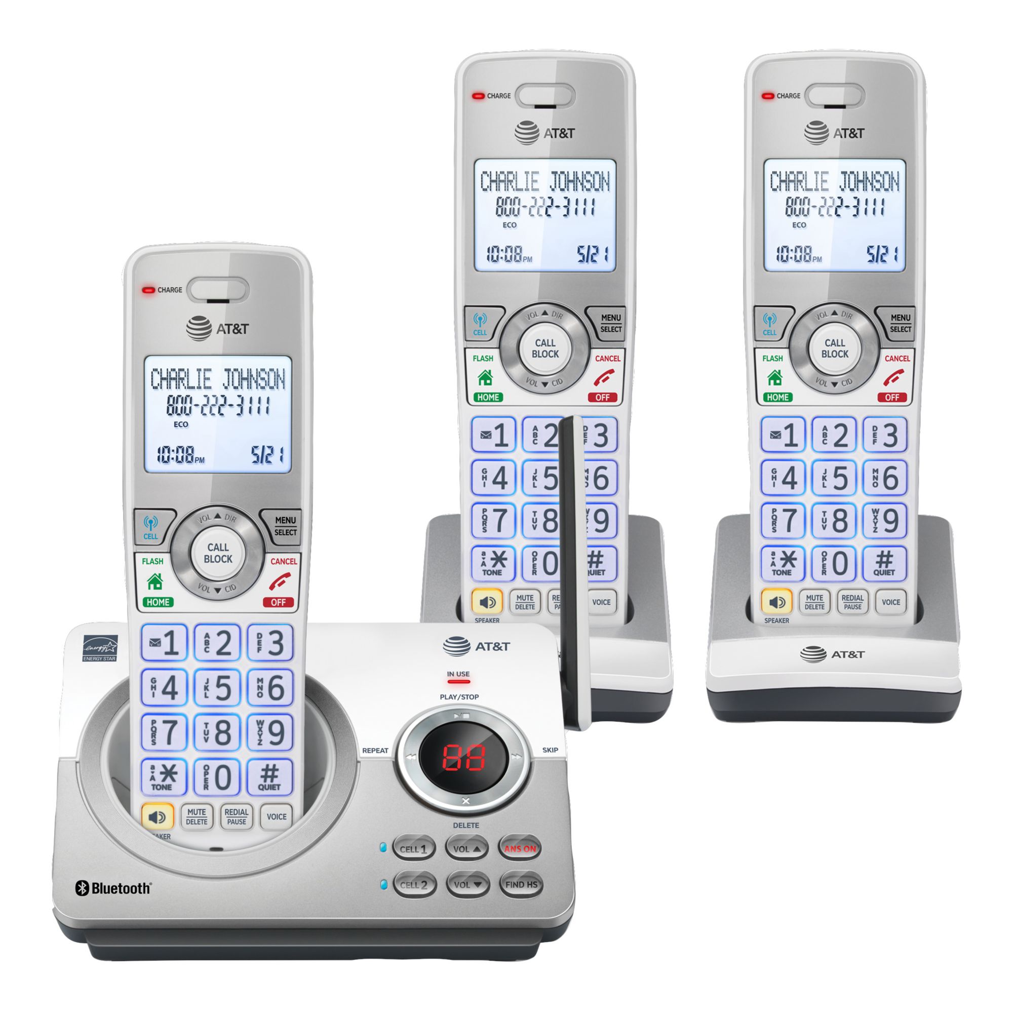 VTech DECT 6.0 Connect to Cell Bluetooth Cordless Telephone System w/ Four  Handsets