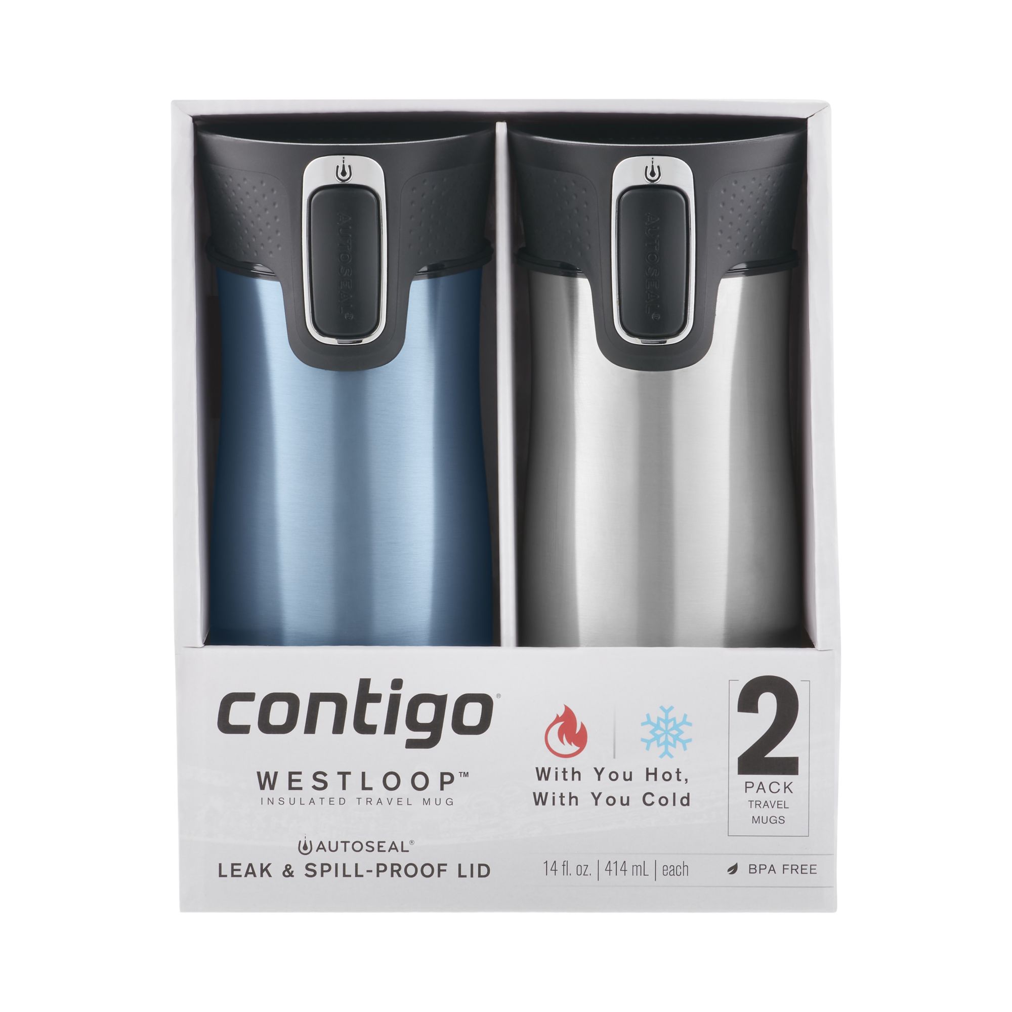 Contigo Luxe 14 oz. Travel Mug, 2 pk. - Licorice and Frosted Pearl