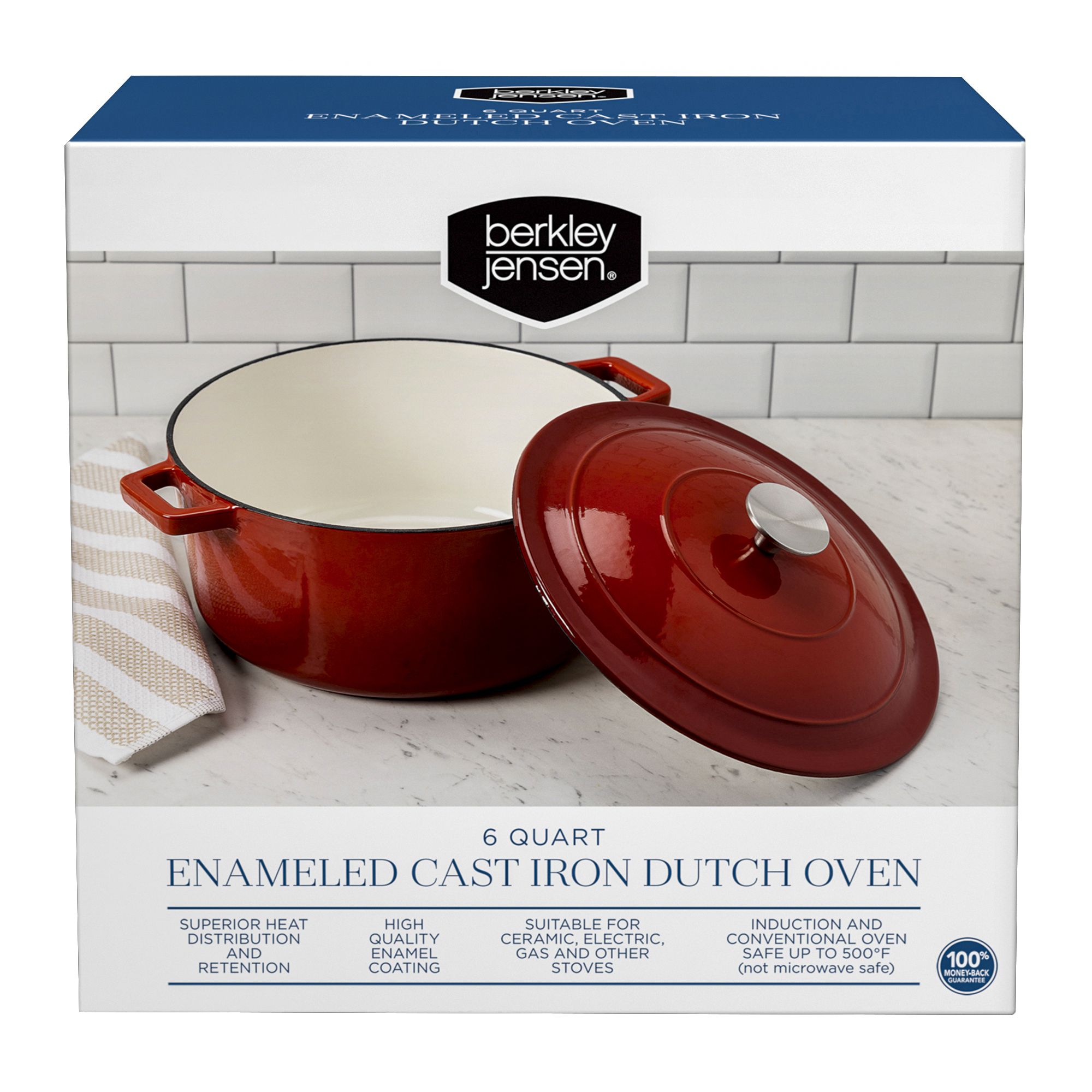 Cast Iron Dutch Oven with Lid-6 Quart Enamel Coated Pot for Oven