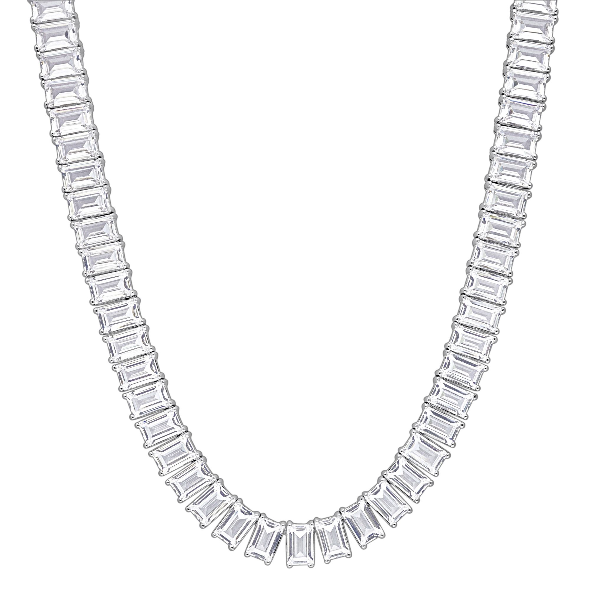 73.5 ct. t.g.w Created Tennis Necklace in Sterling Silver