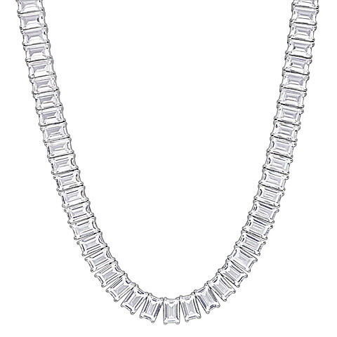 73.5 ct. t.g.w Created White Sapphire Baguette-cut Tennis Necklace in Sterling Silver